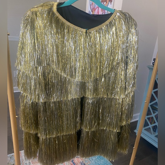 Nasty Gal Jackets & Coats Excellent Condition Gold Tinsel Fringe
